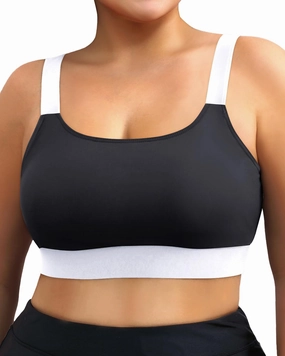 Daci Women Plus Size Sports Bra Bikini Top Only Push Up Scoop Neck Swim Top Full Coverage Bathing Suit for Large Bust