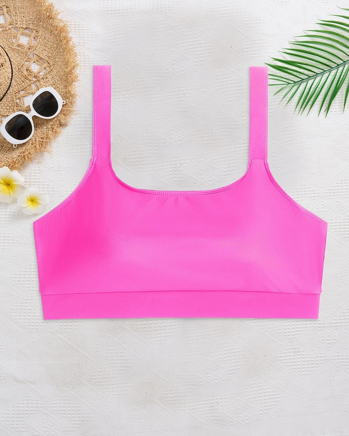 Daci Women Plus Size Sports Bra Bikini Top Only Push Up Scoop Neck Swim Top Full Coverage Bathing Suit for Large Bust