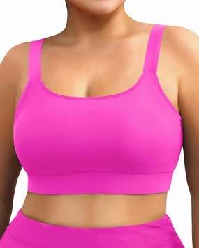 Daci Women Plus Size Sports Bra Bikini Top Only Push Up Scoop Neck Swim Top Full Coverage Bathing Suit for Large Bust