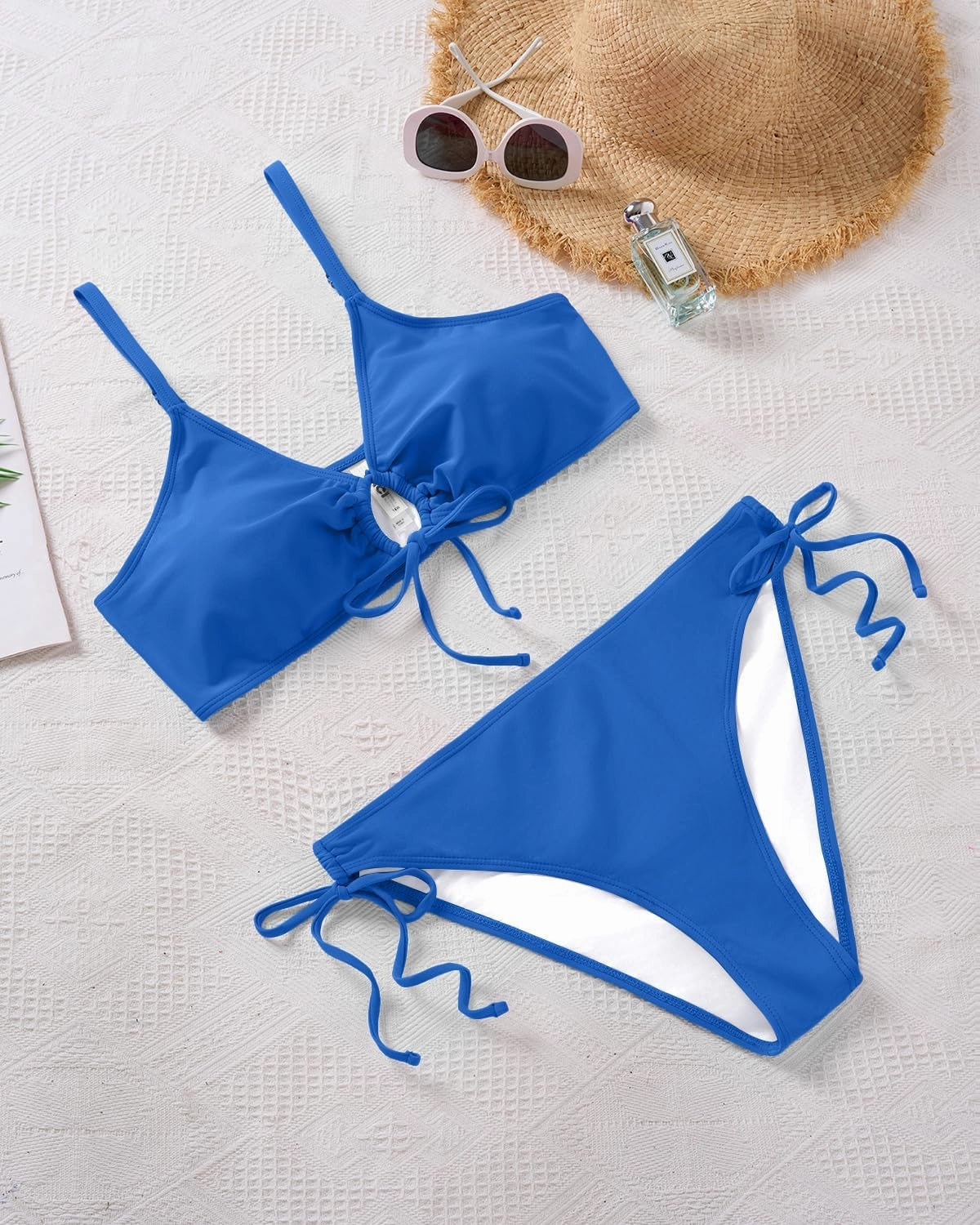 Daci Women's Plus Size Triangle Bikini Set, Sexy Tie Front Two-Piece Swimsuit