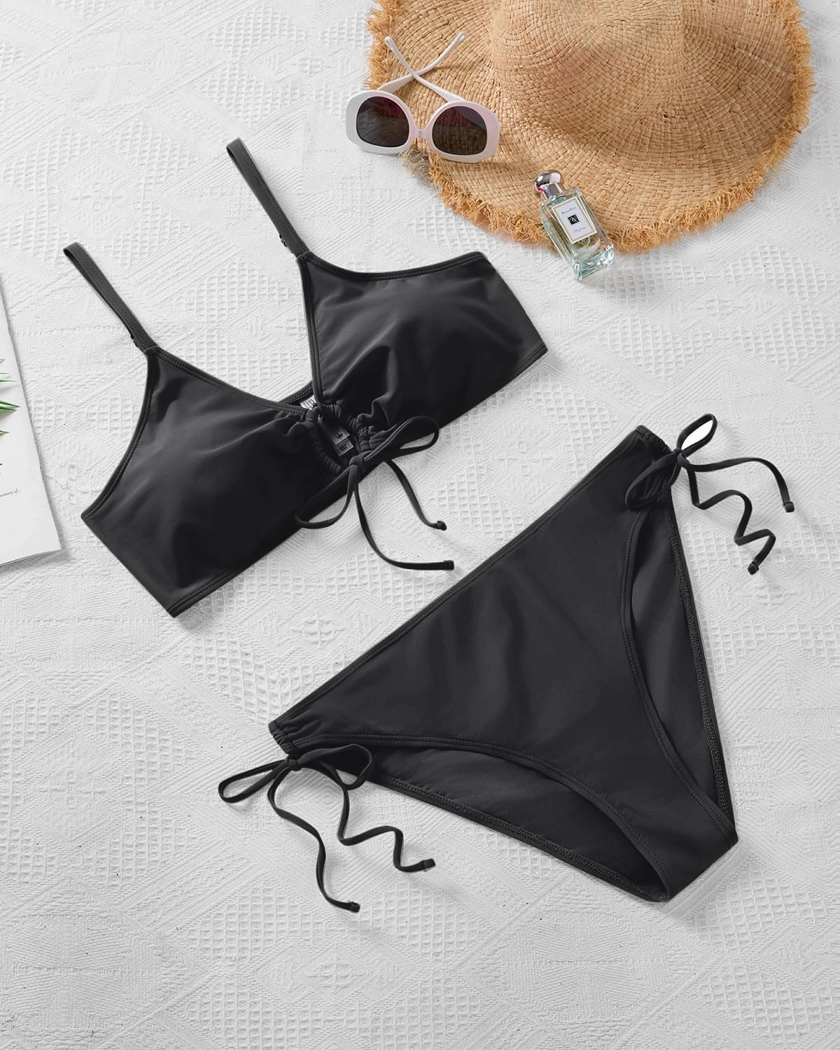 Daci Women's Plus Size Triangle Bikini Set, Sexy Tie Front Two-Piece Swimsuit