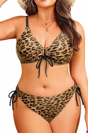 Daci Women's Plus Size Triangle Bikini Set, Sexy Tie Front Two-Piece Swimsuit
