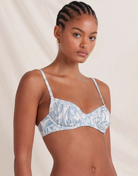 Daffodil Poolside Balconette Bikini Top - Blue Print