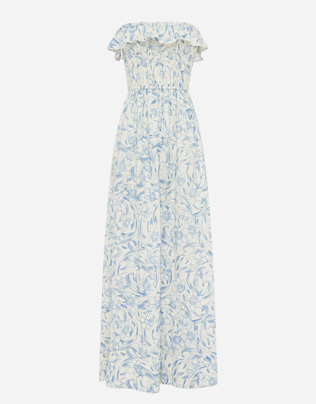 Daffodil Shirred Midi Dress - Blue Print