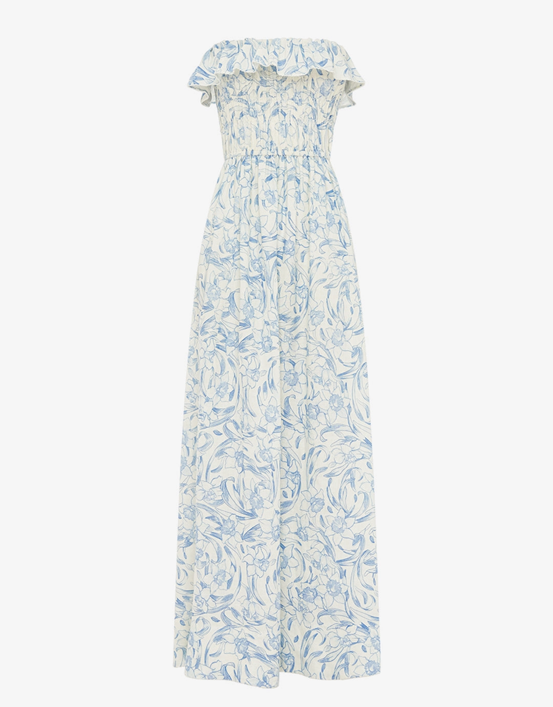Daffodil Shirred Midi Dress - Blue Print