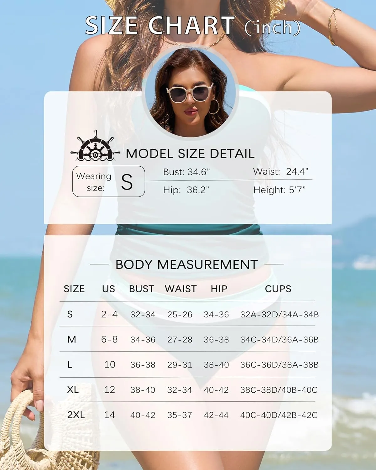 DaiLiWei Tankini Swimsuits for Women Tummy Control Bathing Suit Strapless Bandeau Swim Suits 2025 Halter Bikini Sets Teens