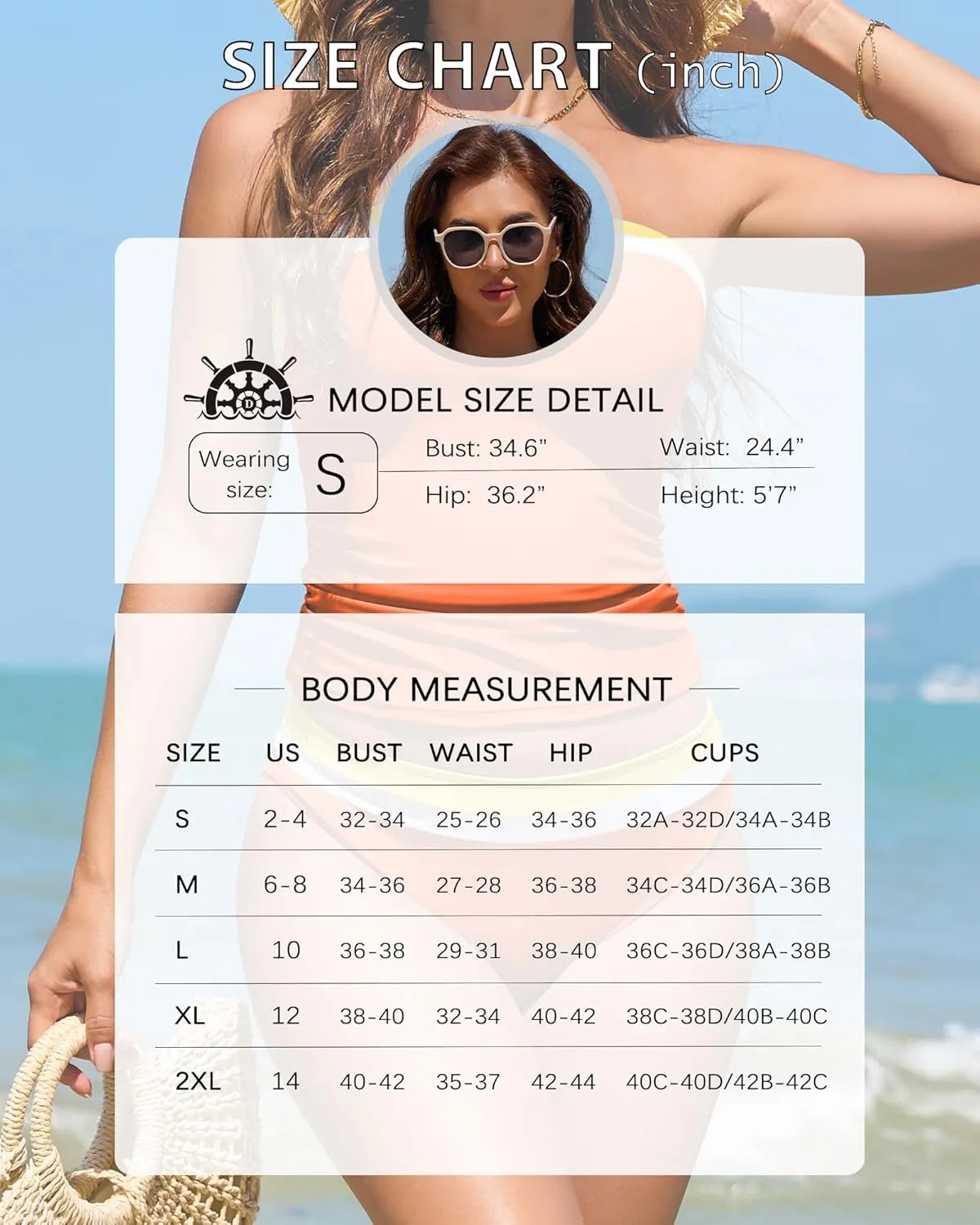 DaiLiWei Tankini Swimsuits for Women Tummy Control Bathing Suit Strapless Bandeau Swim Suits 2025 Halter Bikini Sets Teens