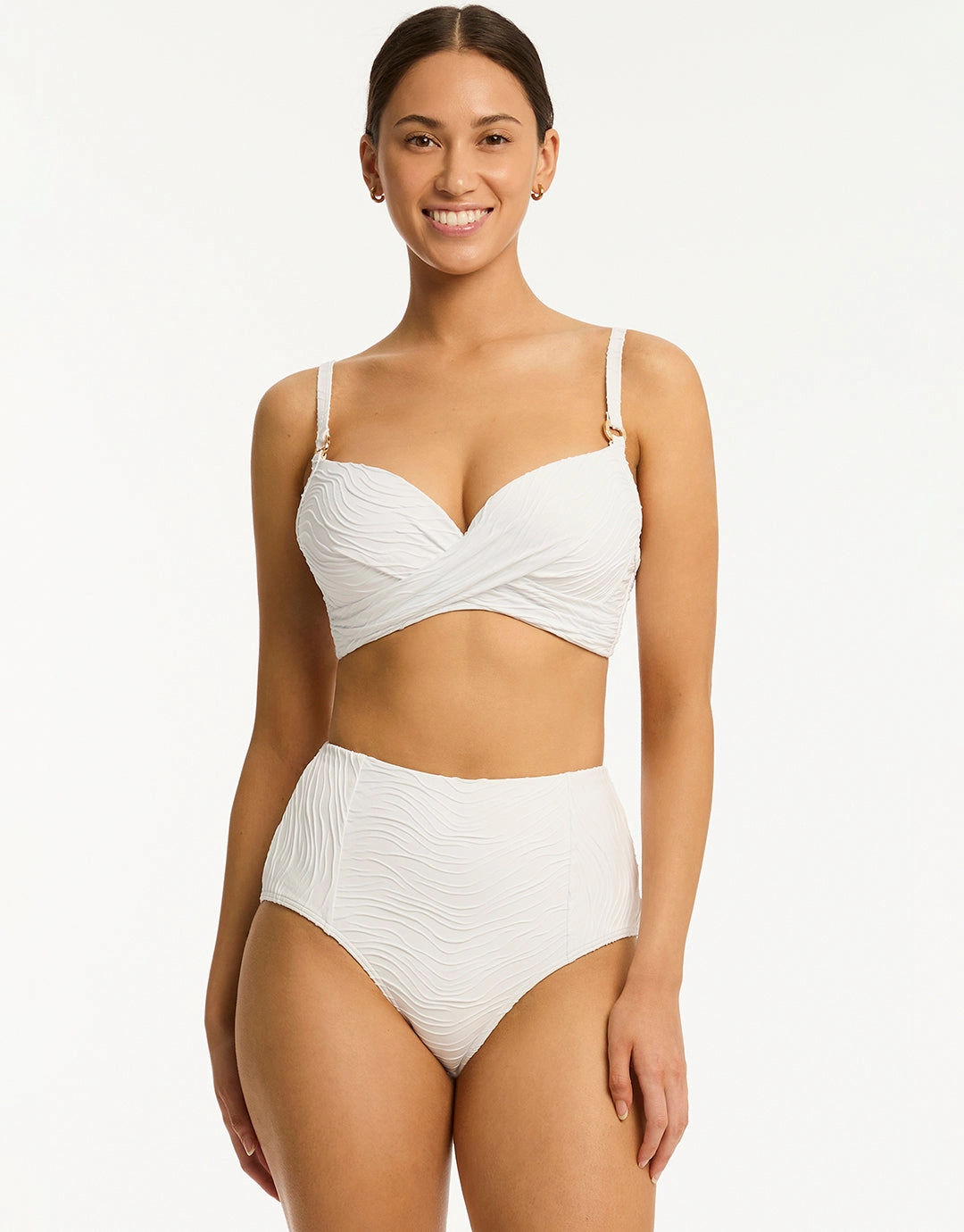 De Soleil Panelled High Waist Bikini Pant - White