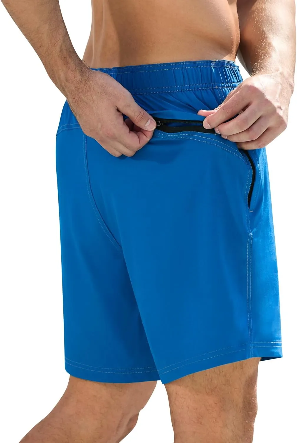 difficort Mens Swim Trunks with Compression Liner Quick-Dry Bathing Suit with Zipper Pockets