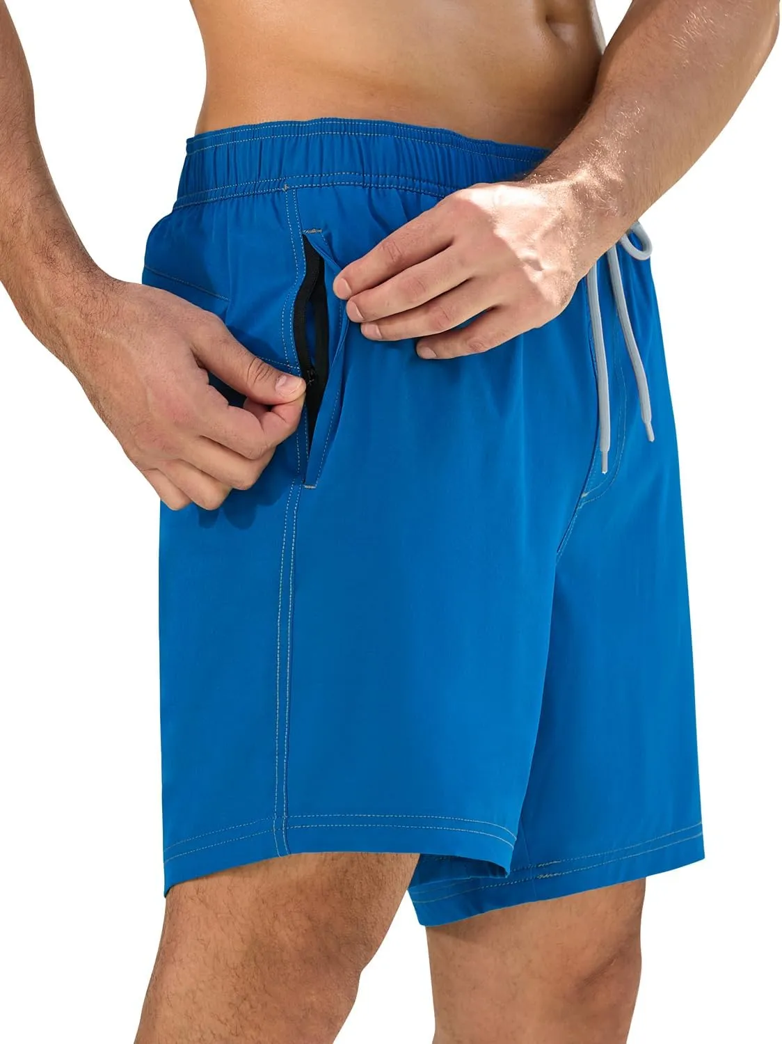 difficort Mens Swim Trunks with Compression Liner Quick-Dry Bathing Suit with Zipper Pockets