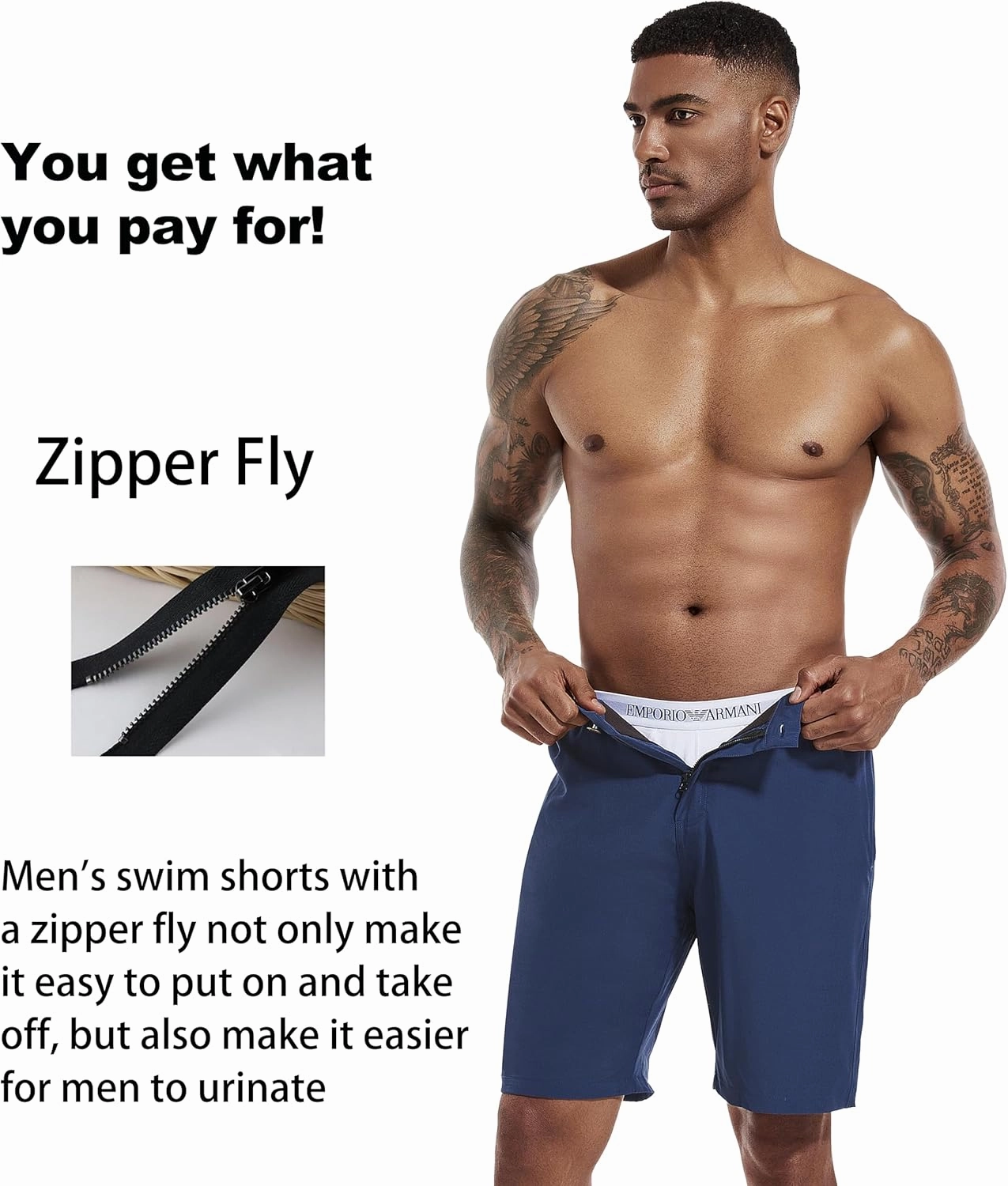 difficort Mens Swim Trunks with Compression Liner 9" Zipper Fly Bathing Suits Quick Dry Swimming Shorts with Zipper Pockets