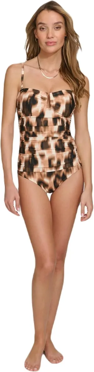 DKNY Women's Strapless Bandeau One Piece Swimsuit
