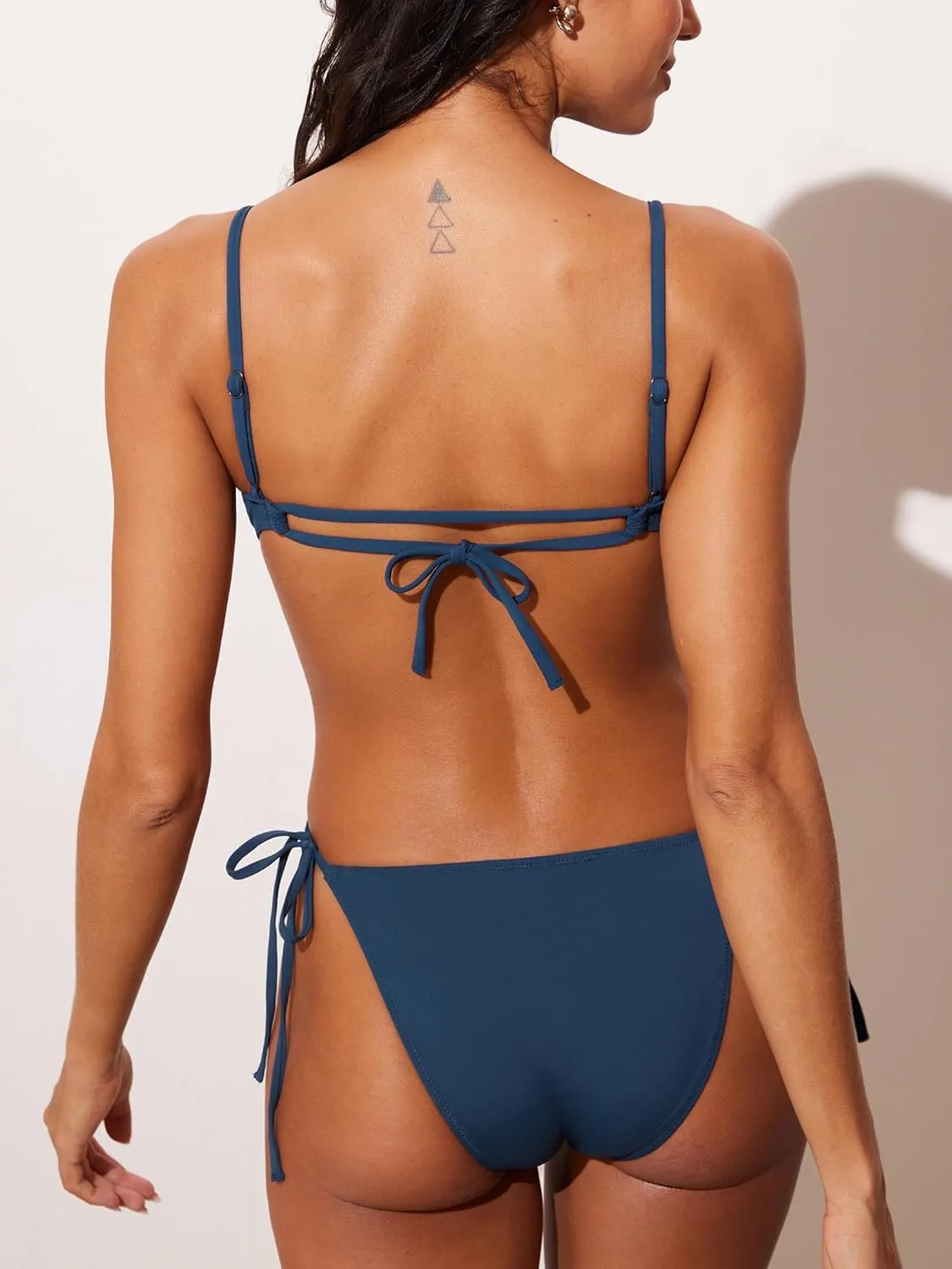DOBREVA Women's One Piece Swimsuit Strappy Backless Bathing Suit Cut Out Lined Scoop Neck Adjustable Straps Swimwear