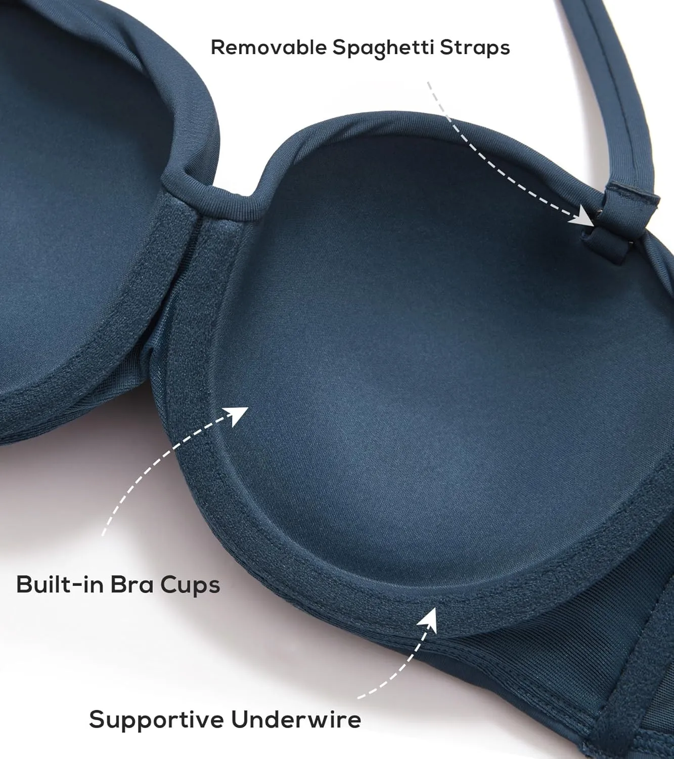 DOBREVA Women's Underwire Bandeau Bikini Top Sexy Strapless Bathing Suit Tops Halter Swimwear - Bra Sizes
