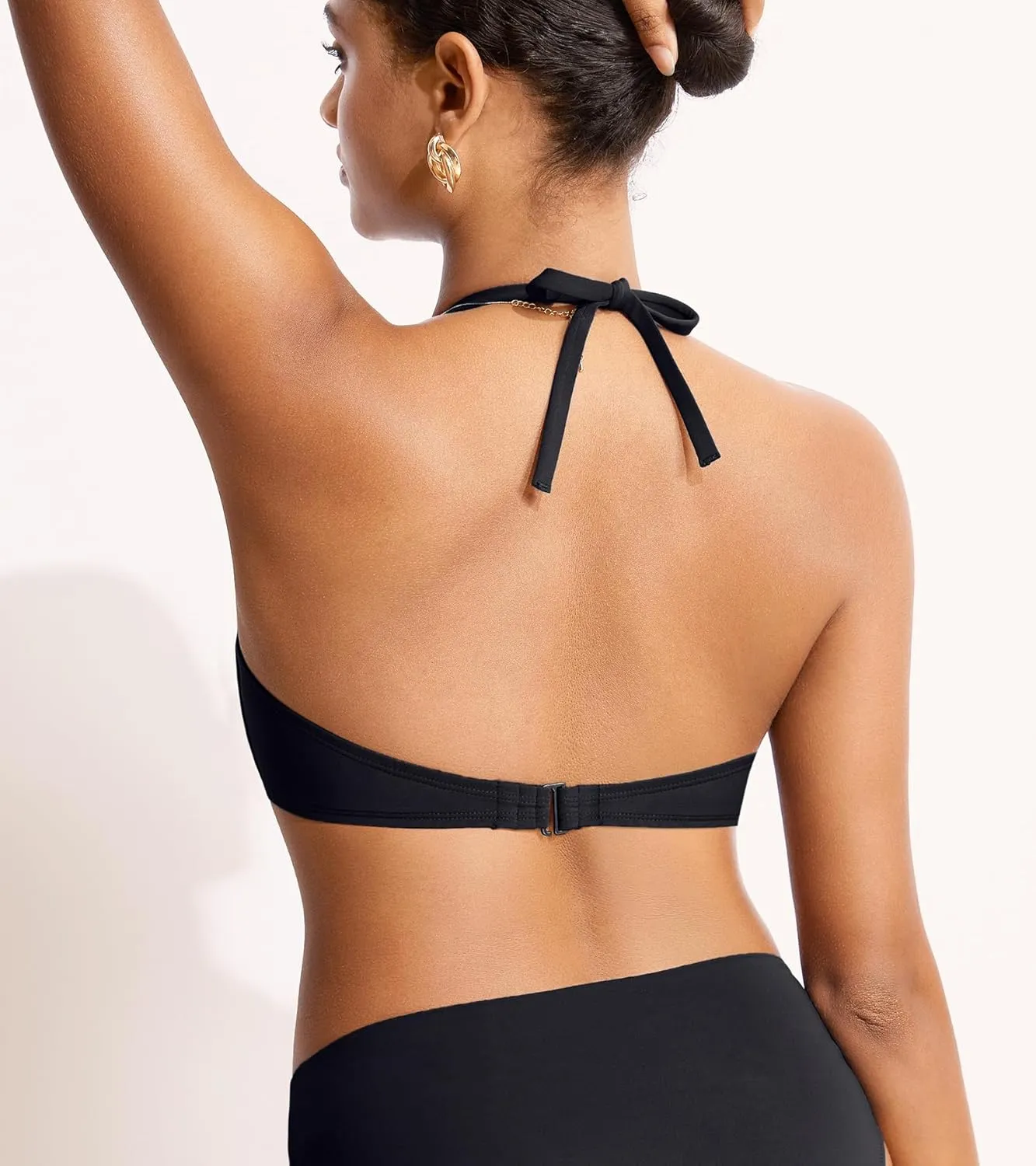 DOBREVA Women's Underwire Bandeau Bikini Top Sexy Strapless Bathing Suit Tops Halter Swimwear - Bra Sizes