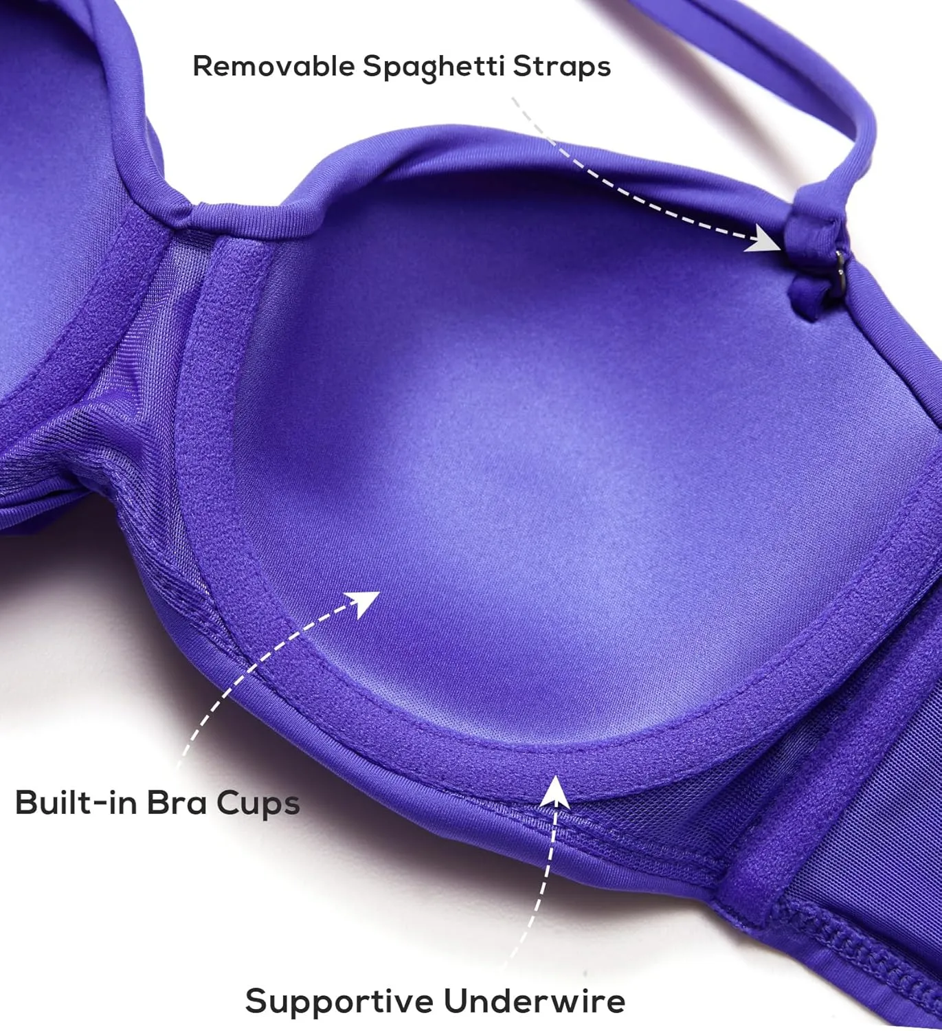 DOBREVA Women's Underwire Bandeau Bikini Top Sexy Strapless Bathing Suit Tops Halter Swimwear - Bra Sizes