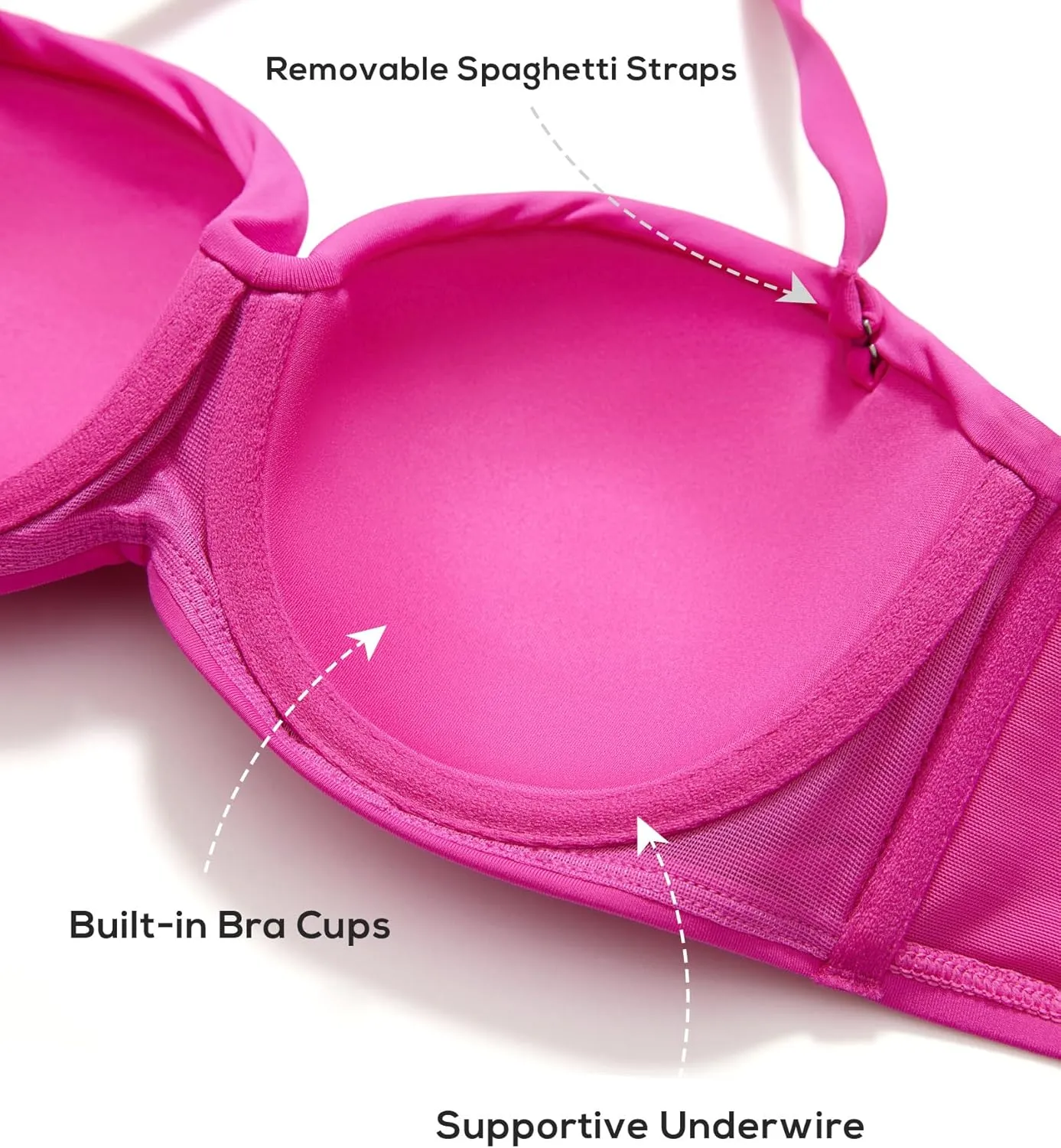 DOBREVA Women's Underwire Bandeau Bikini Top Sexy Strapless Bathing Suit Tops Halter Swimwear - Bra Sizes