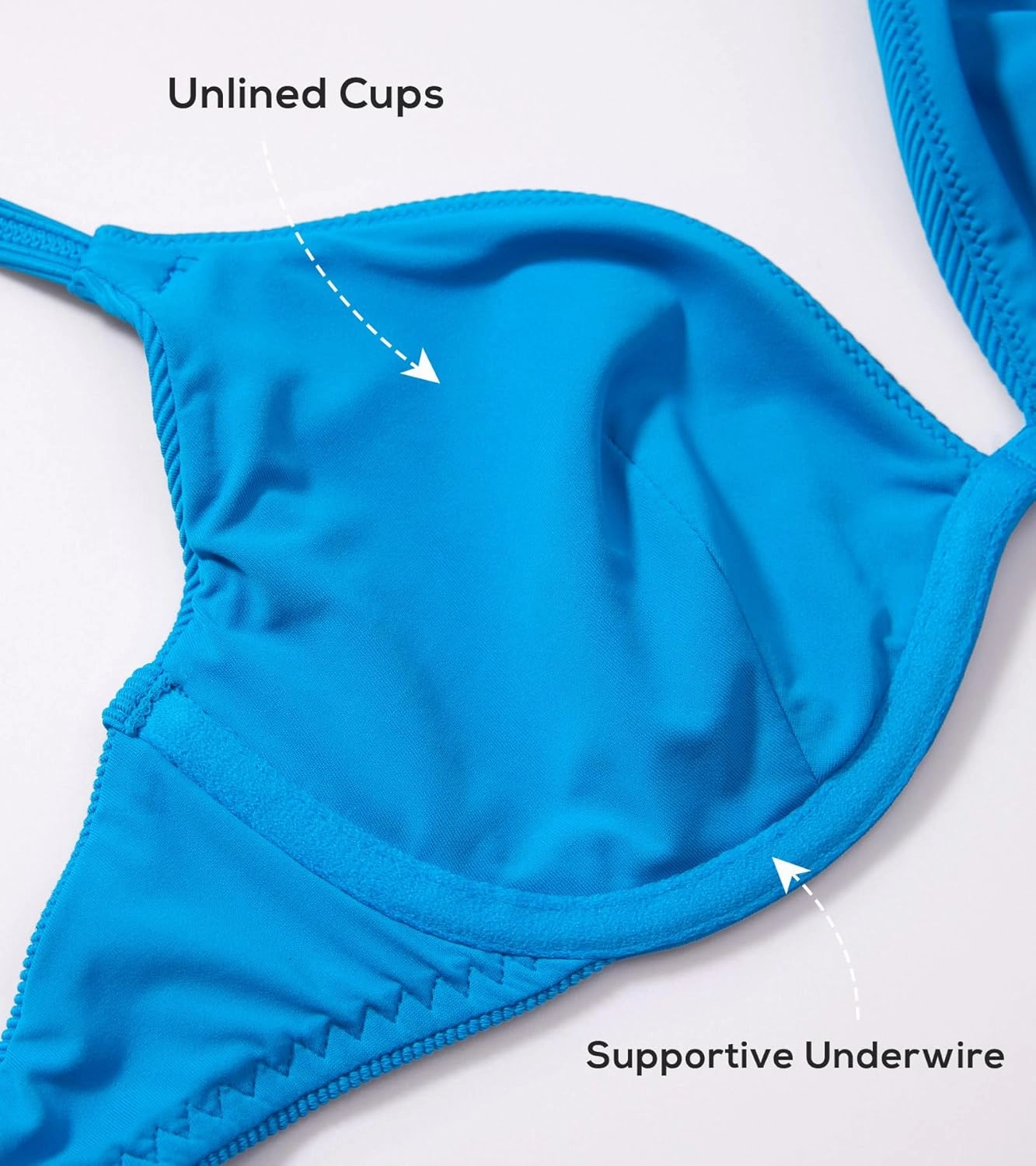 DOBREVA Women's Underwire Bikini Top V Neck Bathing Suit Tops Ribbed Plunge Swimsuits Sexy Unpadded - Bra Sizes