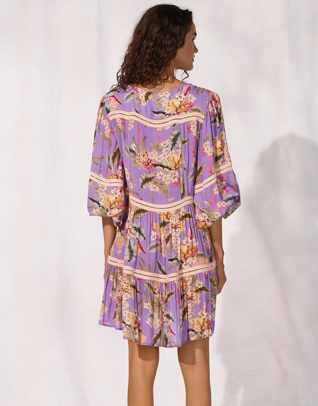 Dreamscape Tropics Mini Beach Tunic - Lilac Pastel