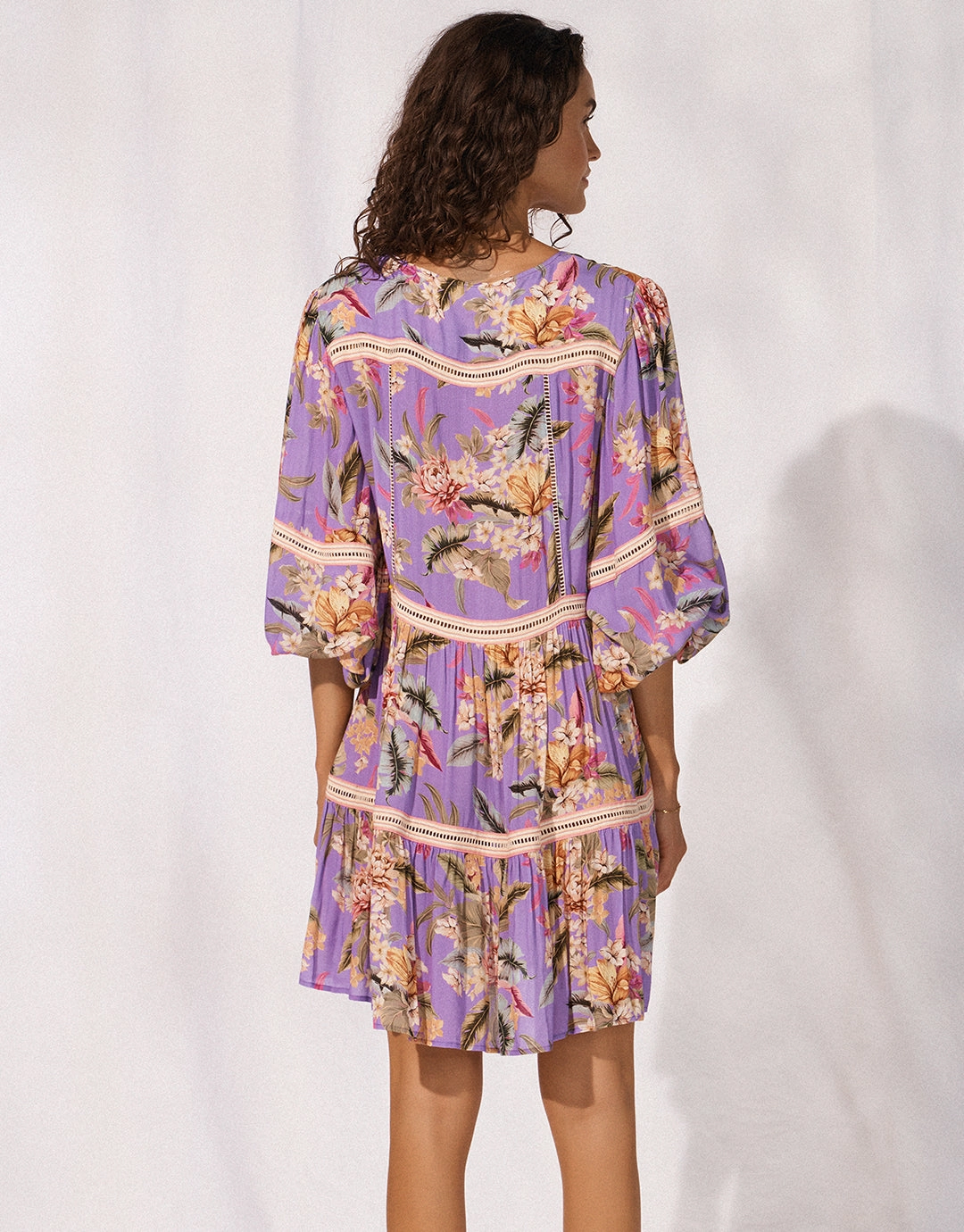 Dreamscape Tropics Mini Beach Tunic - Lilac Pastel