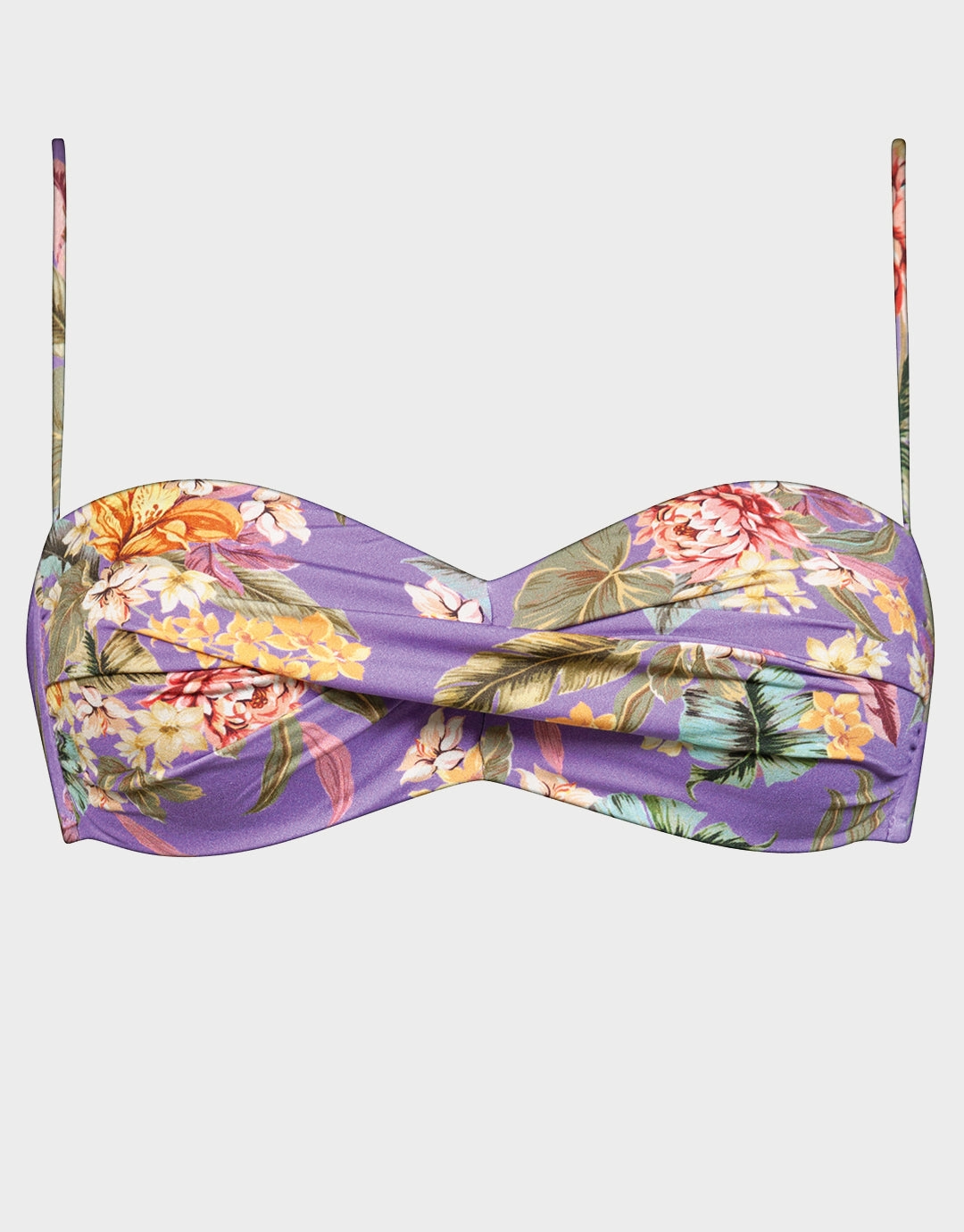 Dreamscape Tropics Twist Bandeau Bikini Top - Lilac Pastel