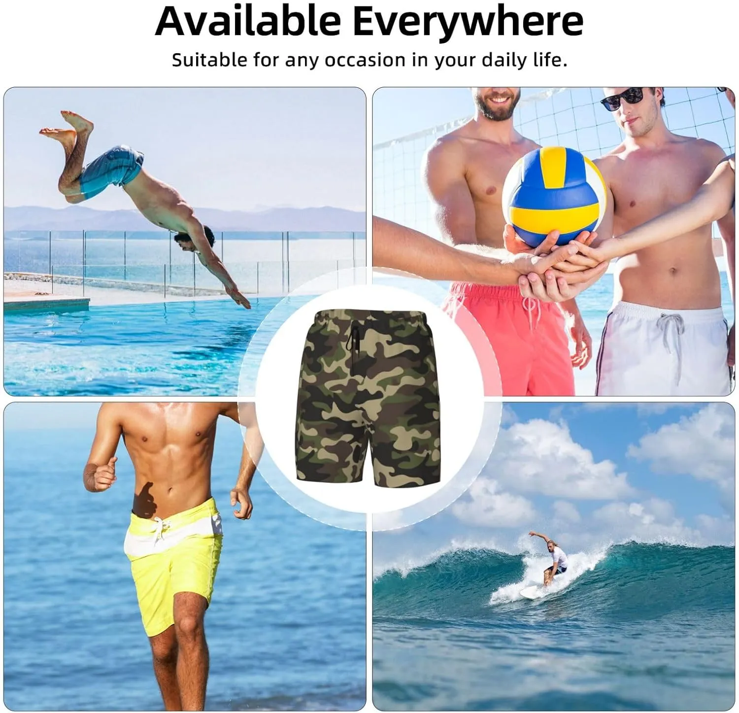 Duck Men's Swim Trunks with Compression Liner 2 in 1 Inseam Quick Dry Beach Shorts 7 inch Swimming Board Shorts