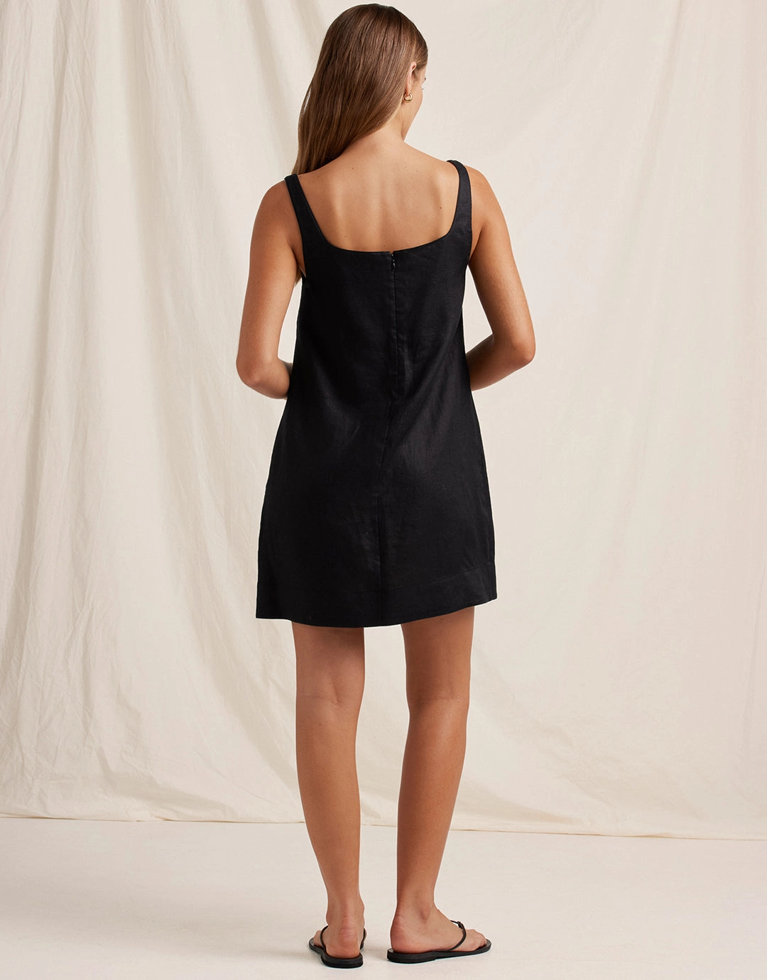 Ebony Embroidered Shift Mini Dress - Black