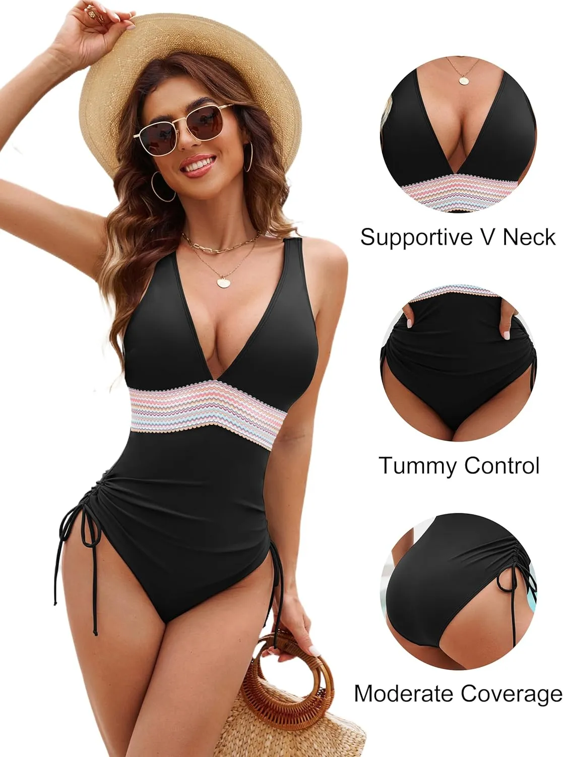 Edelqual Womens Swimsuits One Piece Tummy Control Bathing Suit Swim Suits Slimming Swimwear