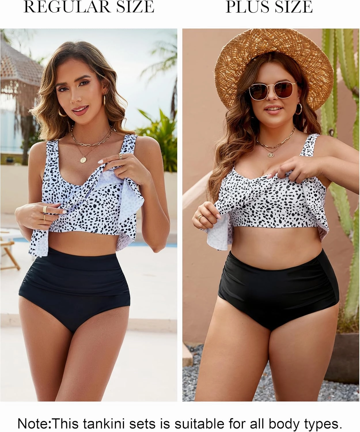 Edelqual Tankini Swimsuits for Women High Waisted Bikini Sets Plus Size Two Piece Bathing Suits Tummy Control Swimwear