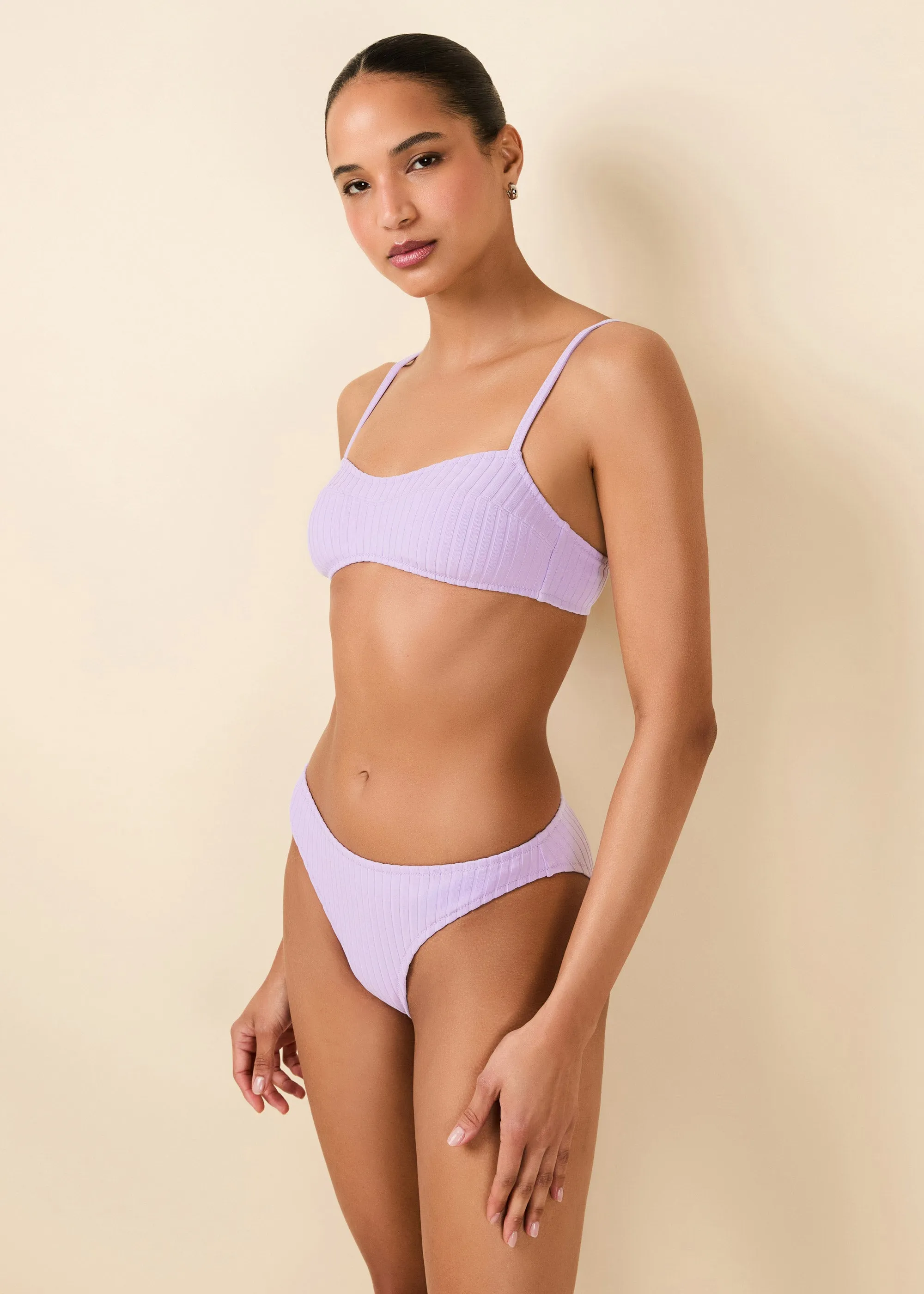 Elsa Ribbed Bikini Top Lavender