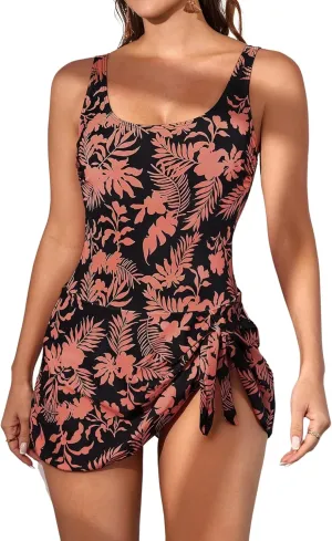 Eomenie One Piece Swimdress Swimsuits for Women Tummy Control Swim Dresses Skirt Bathing Suit