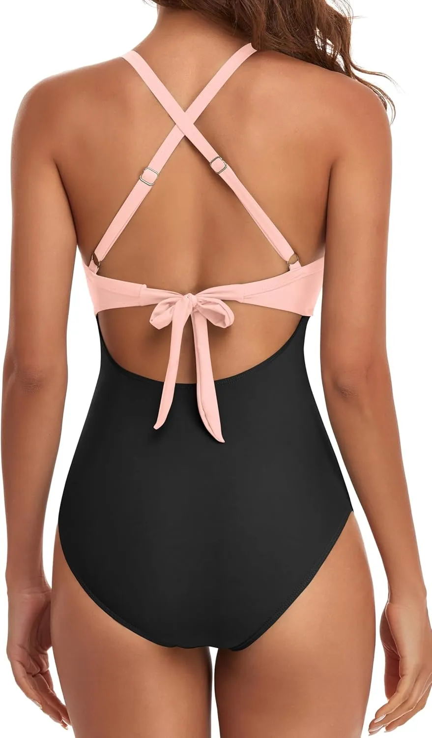 Eomenie Women's One Piece Swimsuits Tummy Control Cutout High Waisted Bathing Suit Wrap Tie Back 1 Piece Swimsuit