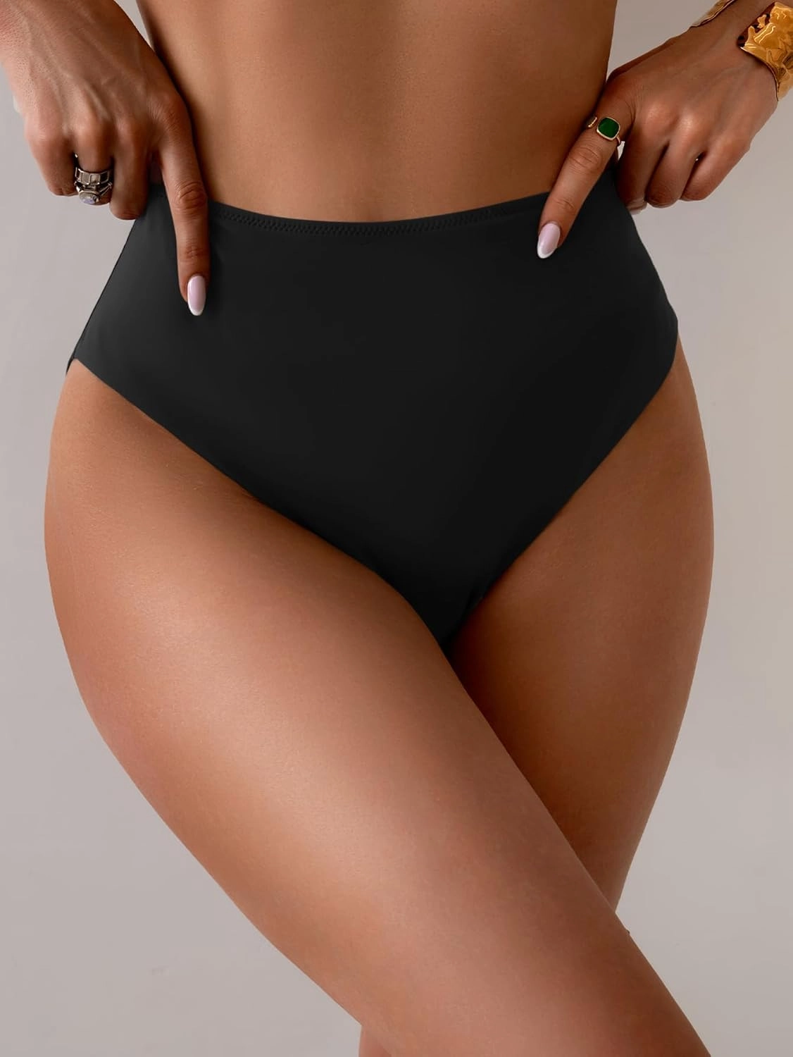 Eomenie Sexy Bikini Bottom for Women Ruched Swim Bottom Cheeky Swimsuit Mid Waisted Tankini Bottoms Only