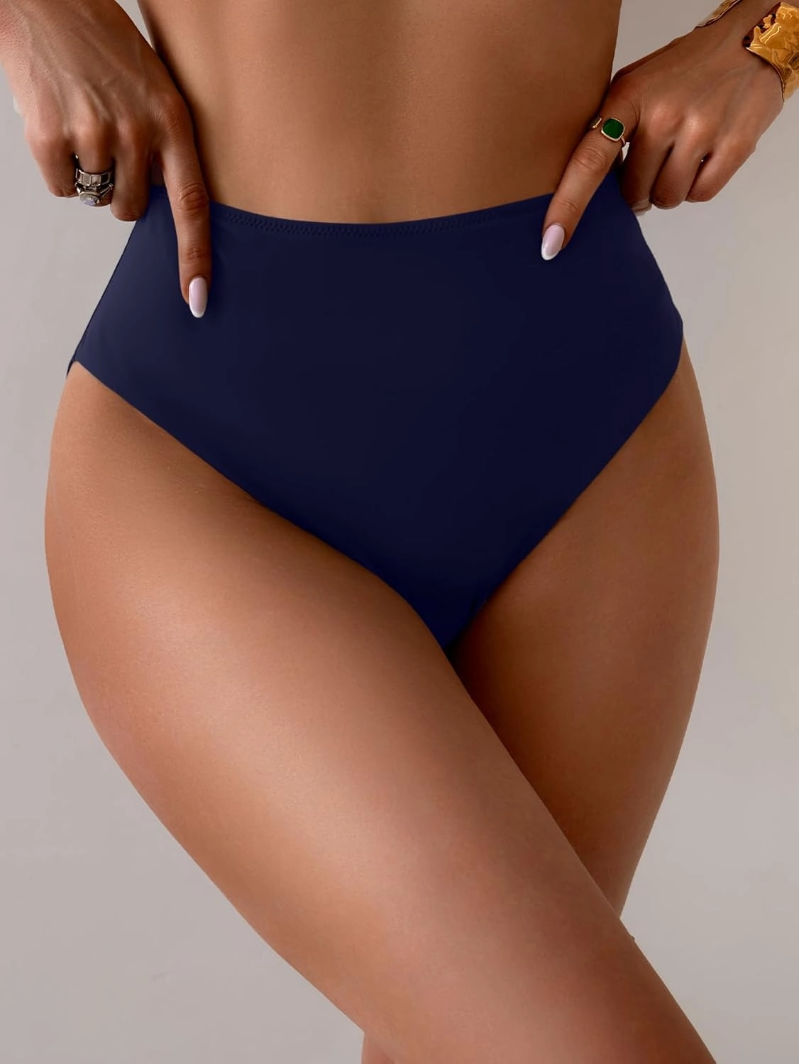 Eomenie Sexy Bikini Bottom for Women Ruched Swim Bottom Cheeky Swimsuit Mid Waisted Tankini Bottoms Only