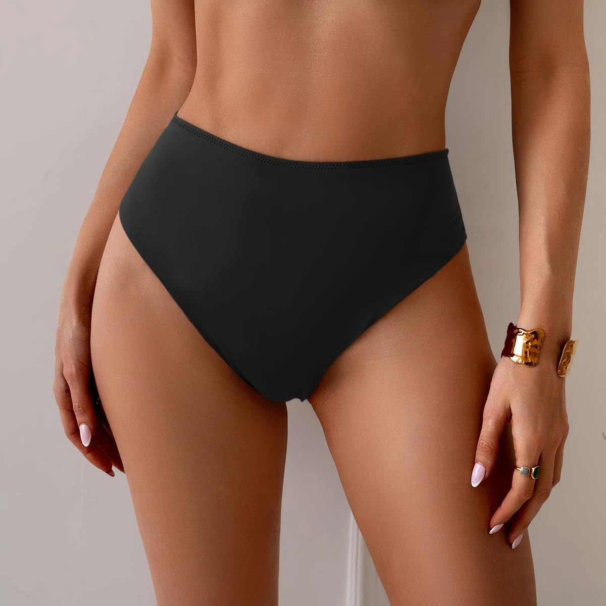 Eomenie Sexy Bikini Bottom for Women Ruched Swim Bottom Cheeky Swimsuit Mid Waisted Tankini Bottoms Only
