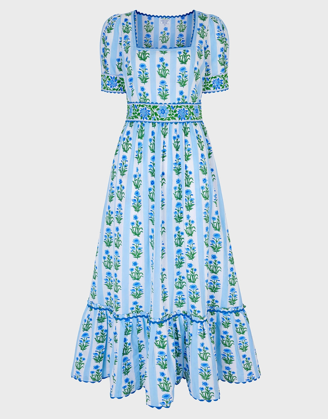 Evelyn Dress - Sky Lily Stripe
