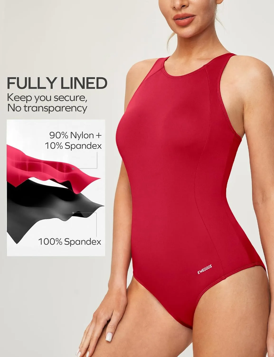 Ewedoos Athletic Swimsuit for Women Adjustable Strap One Piece Swimsuit Racerback Bathing Suit for Women Tummy Control