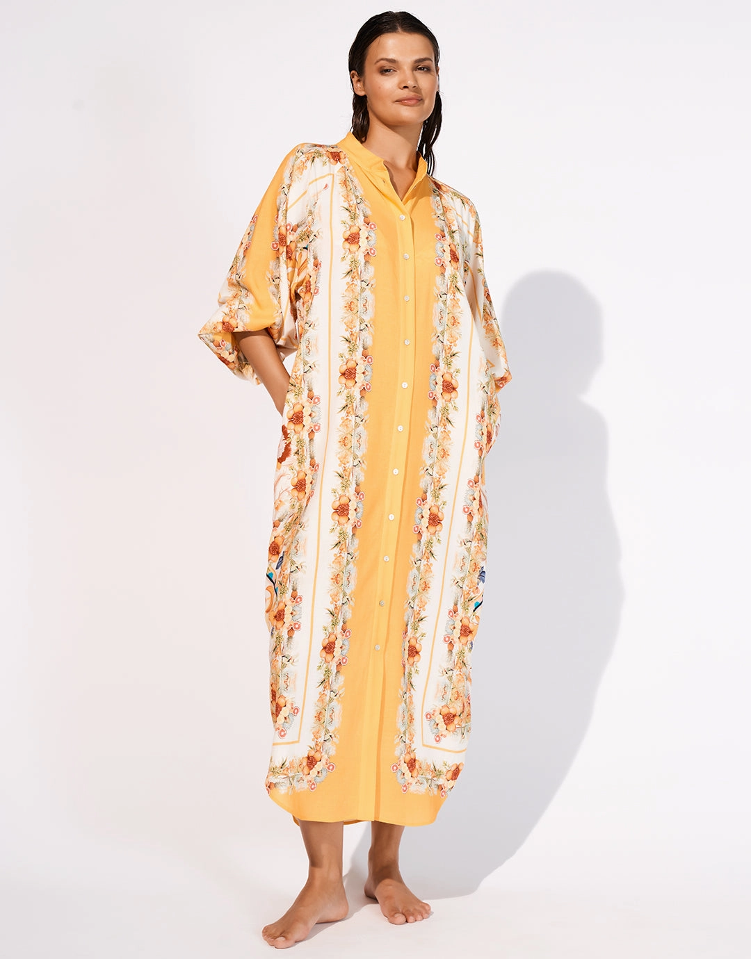 Exuberance Buttoned Maxi Shirt - Solar