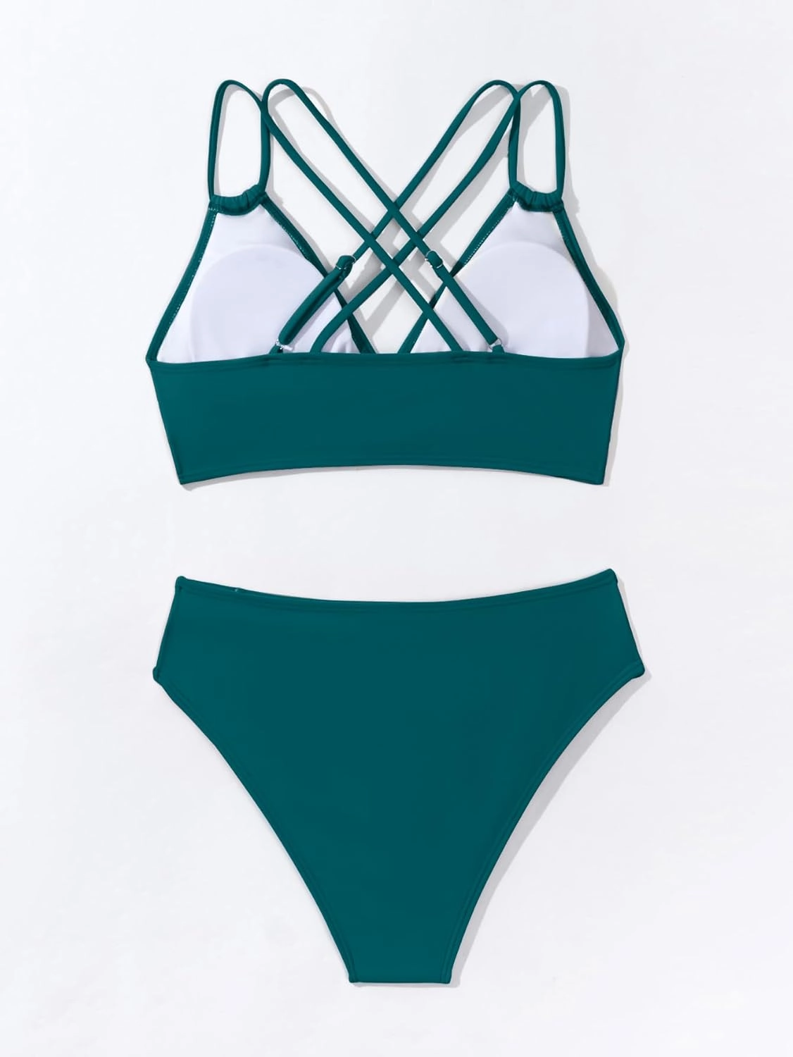Fanuerg Women's Sexy V Neck Bikini Sets Hollow Out Two Piece Swimsuits Cutout Mid Waist Bathing Suit