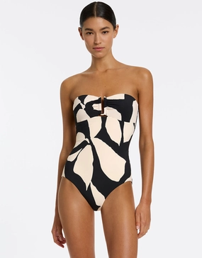 Fiore Bandeau Swimsuit - Black and Cream