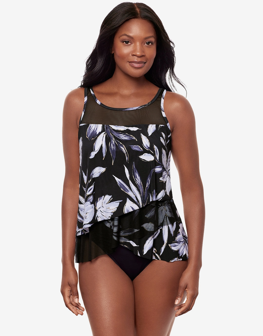 Fiore Di Luna Mirage Tankini Top - Black White