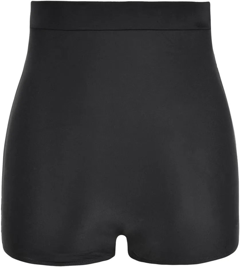Firpearl Women's High Waisted Bikini Bottom 50s Ruched Boyleg Swim Shorts Tummy Control Swimsuit Bottom