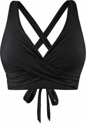 Firpearl Women Underwire Full Coverage Bikini Top Only Criss Cross Push Up Swim Crop Top Tie Back Bathing Suit
