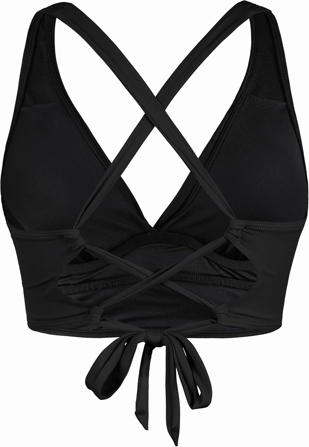 Firpearl Women Underwire Full Coverage Bikini Top Only Criss Cross Push Up Swim Crop Top Tie Back Bathing Suit