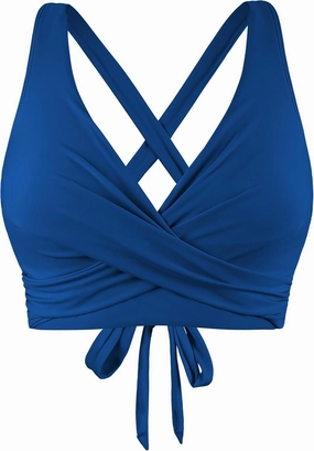 Firpearl Women Underwire Full Coverage Bikini Top Only Criss Cross Push Up Swim Crop Top Tie Back Bathing Suit