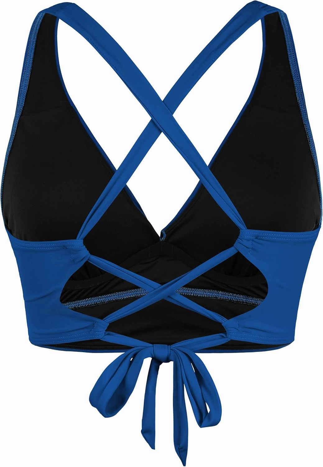 Firpearl Women Underwire Full Coverage Bikini Top Only Criss Cross Push Up Swim Crop Top Tie Back Bathing Suit