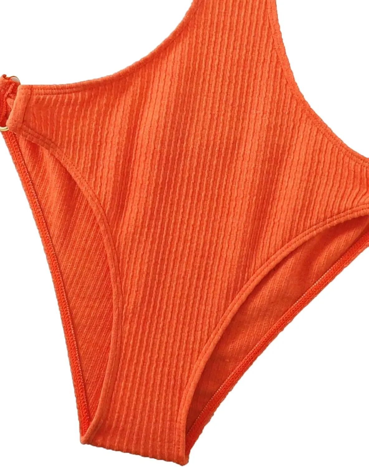 FlatterMe Ring Linked Cut-Out One Piece Swimsuit Scoop Neck Lace Up Back Monokini Bathing Suit