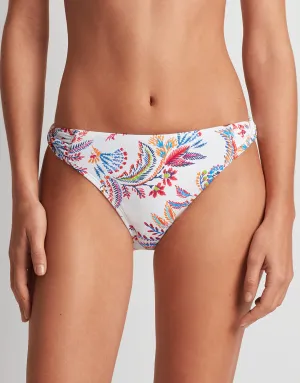 Fleurette Twist Side Tab Hipster Bikini Pant - White Floral
