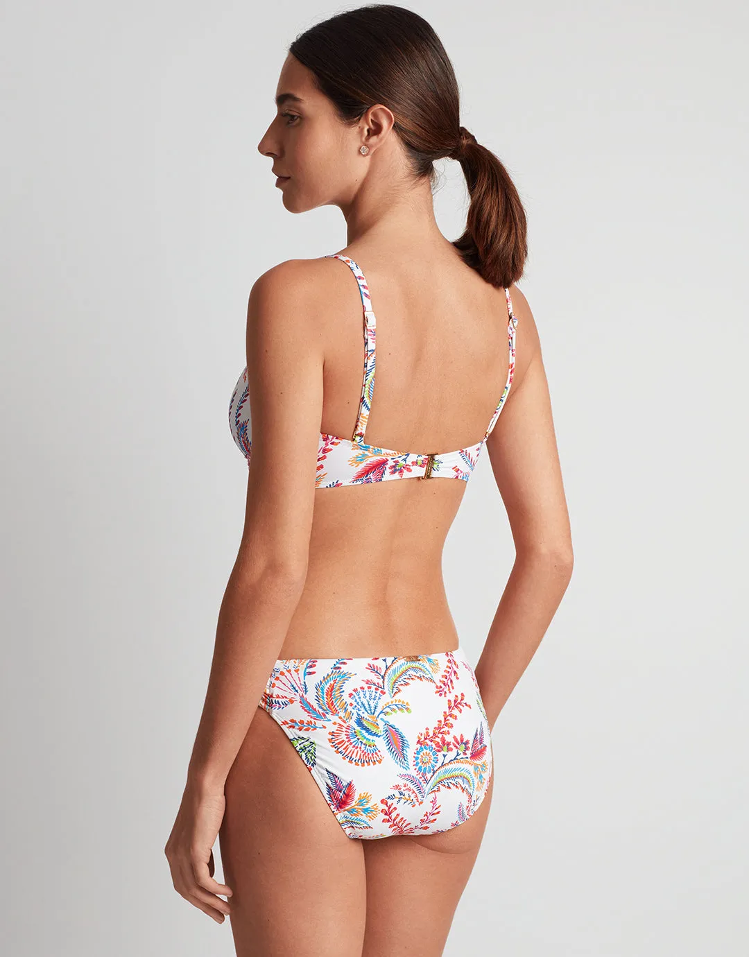 Fleurette Twist Side Tab Hipster Bikini Pant - White Floral
