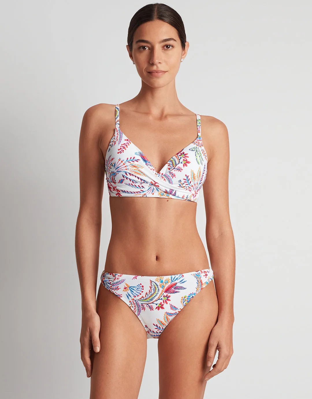Fleurette Twist Side Tab Hipster Bikini Pant - White Floral